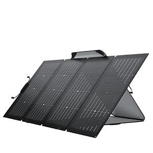 Solarpanele bifazial von Ecoflow, aufgestellt.